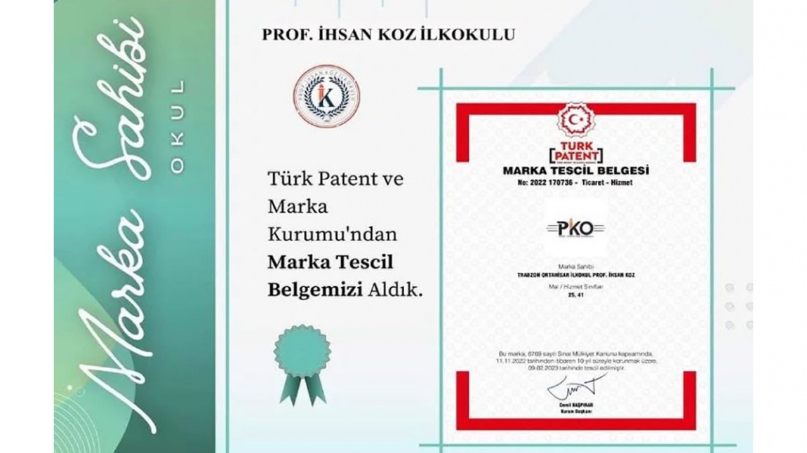 Türk Patent ve Marka Kurumu'ndan 2 Alanda Marka Tescil Belgemizi aldık.
